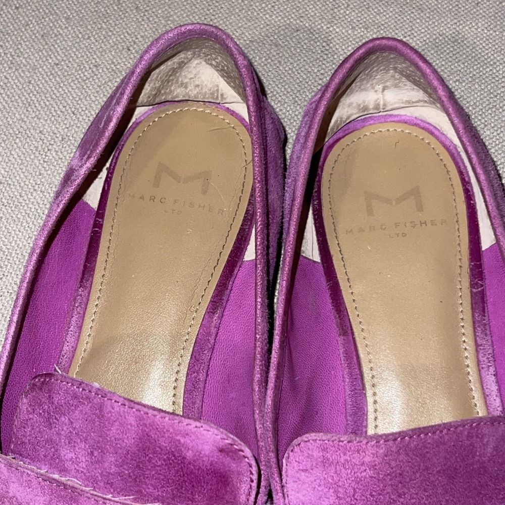 Marc Fisher LTD Women's Loafers 8 M Magenta Suede Leather Slip On Flats - Picture 2 of 7
